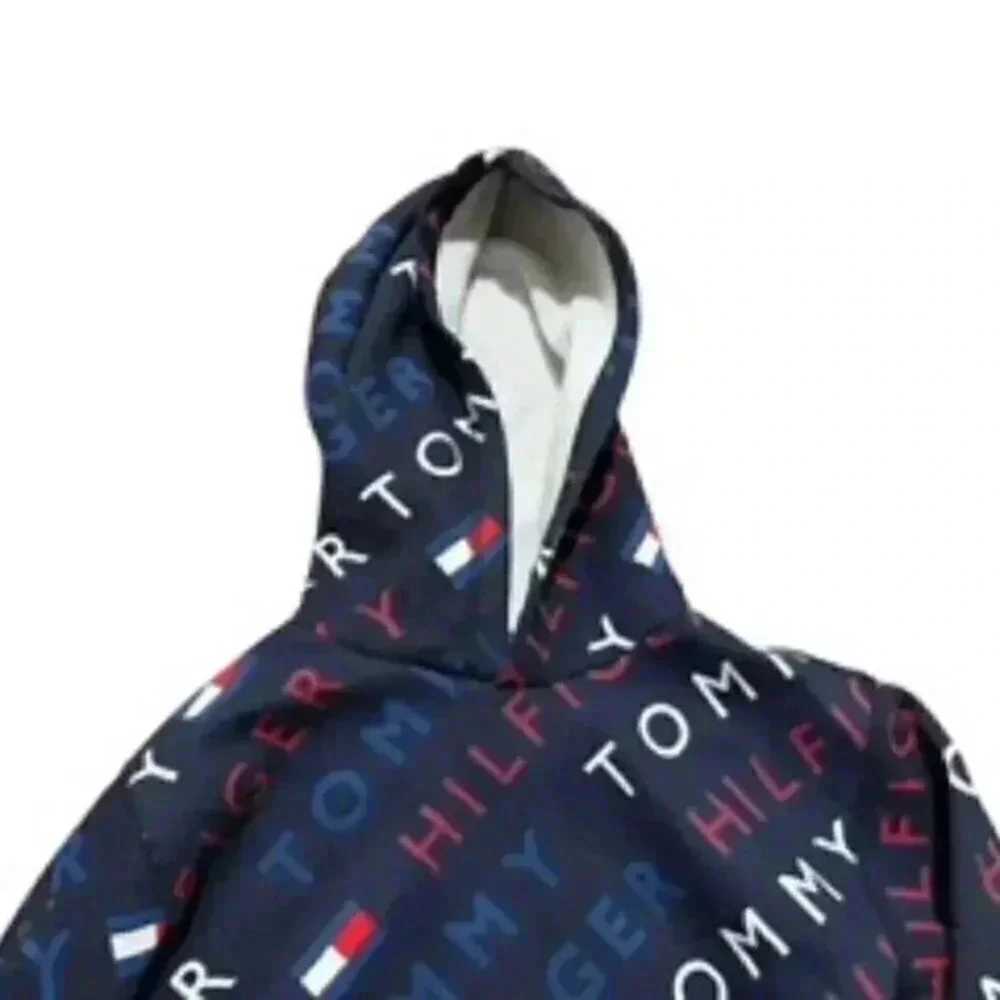 Tommy Hilfiger All Over Print Hoodie‎ Boys Sz Medium 10/12 Blue Sweatshirt